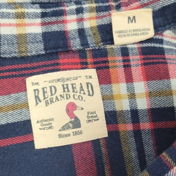 Red Head Mens Medium 100% Cotton Plaid Long Sleeve Button Up Shirt w Pockets - Picture 4 of 4